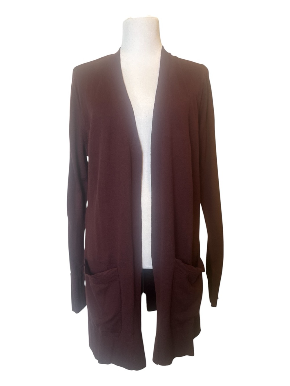 NWT Matty M Sweater Open Front Purple Cardigan Slouch Front Pockets Lightweight
